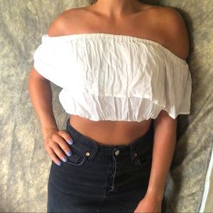 Off The Shoulder Flowy Crop Top